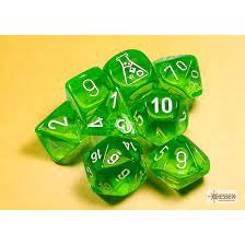 CHX30062 - 7-Die Set Translucent: Rad Green/White (Lab Dice 7)